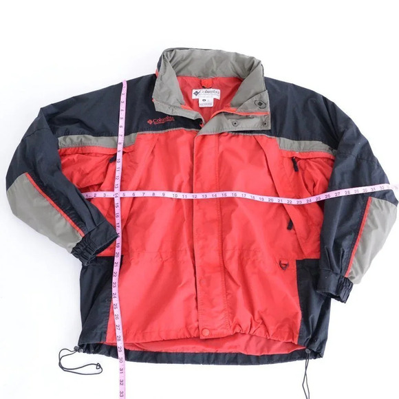 Columbia Vintage Fire Ridge Zip  Up Windbreaker Jacket ~Red and Black ~Xlarge - Picture 4 of 16